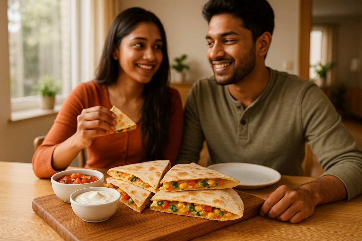 Keep the people and food tother in one table. The all must be in the shot clearly
